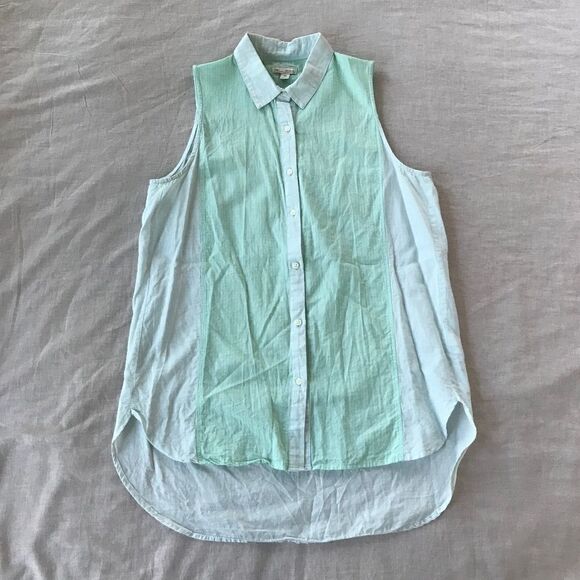 Blue and Green Sleeveless Button-Down Top Size XS - Picture 1 of 3